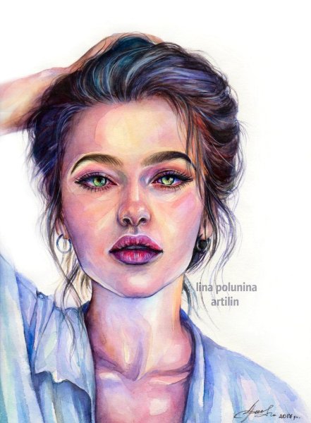 Анастасия Кустова портреты акварелью