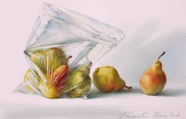 Груши акварель Базанова