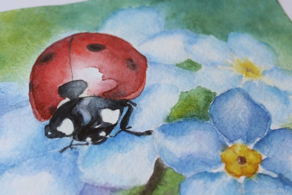 Божья коровка гуашью