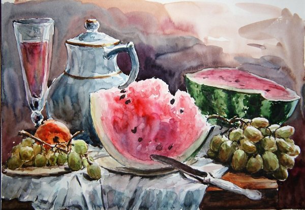 Махнев Юрий акварель натюрморт