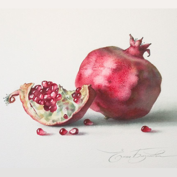 Елена Базанова акварель гранат