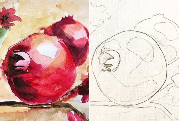Урок рисования гранат