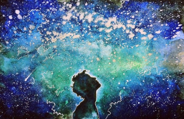 Звездное небо акварель