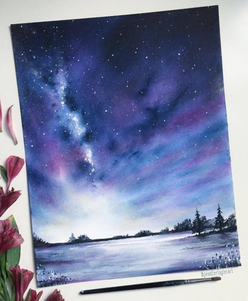 Ночное небо акварелью