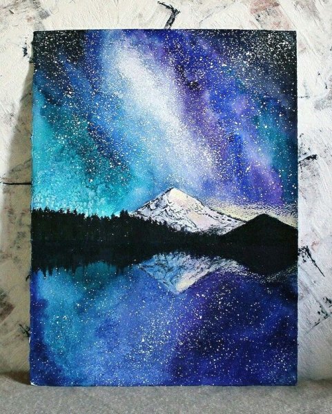 Звездное небо акварель