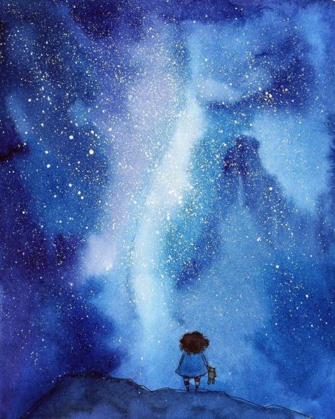 Звездное небо акварелью для начинающих