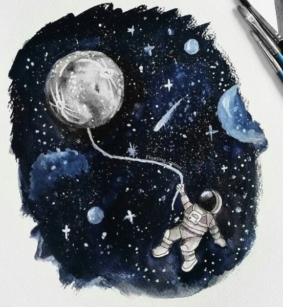 Акварельный скетч космос
