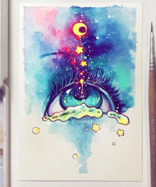 Ночное небо акварелью