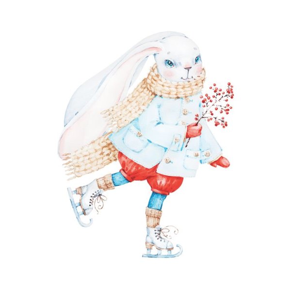 Акварельный новогодний заяц