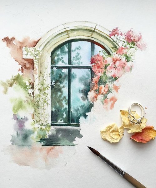 Окно рисунок акварелью