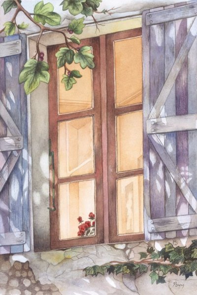 Зарисовка окна акварелью