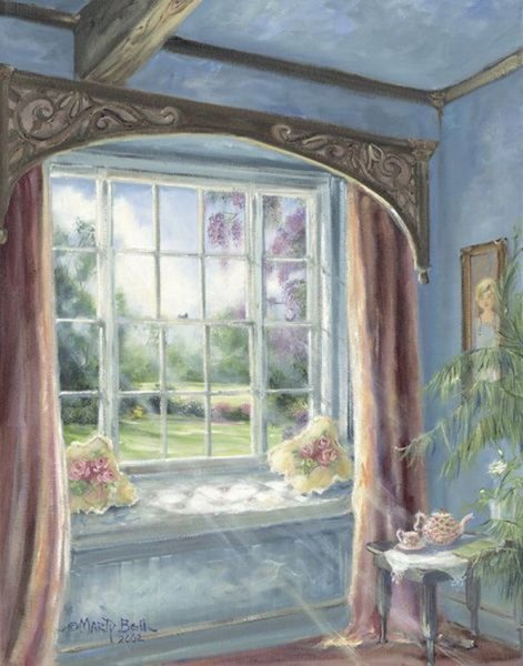 Вид из окна акварелью