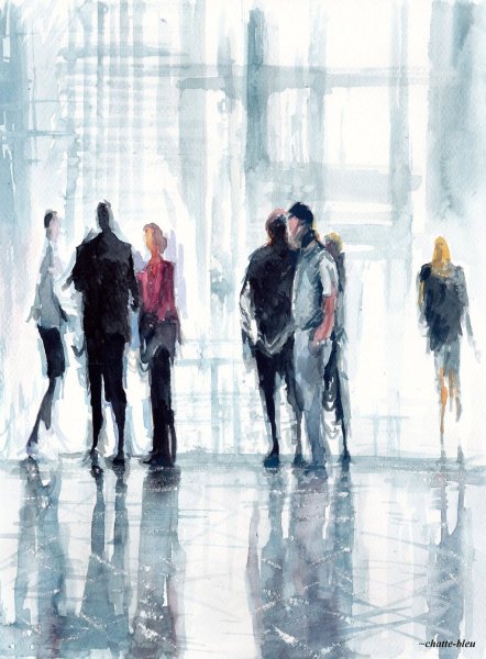 Люди акварелью