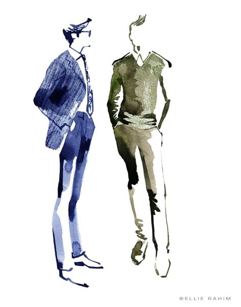 Наброски людей акварелью