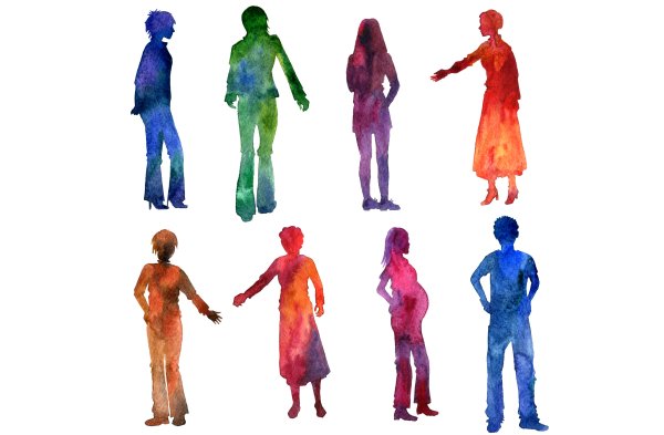 Цветные силуэты людей