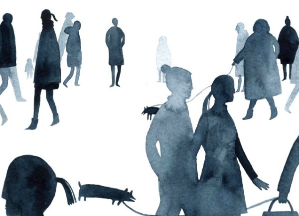 Наброски Силуэтные людей акварелью