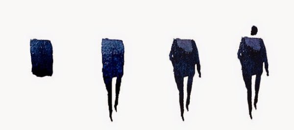 Человек с тенями акварелью