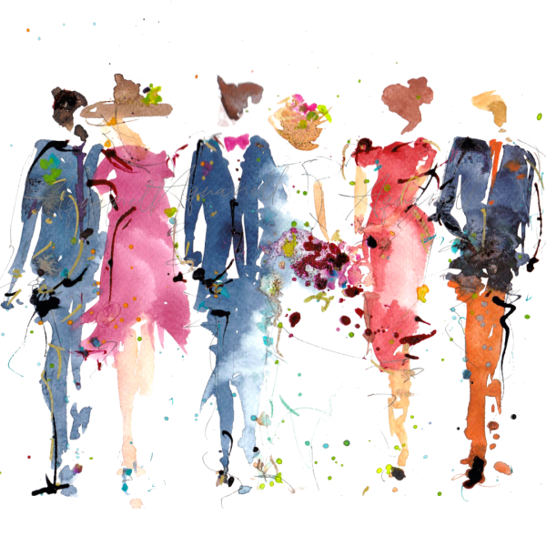 Акварельные силуэты людей