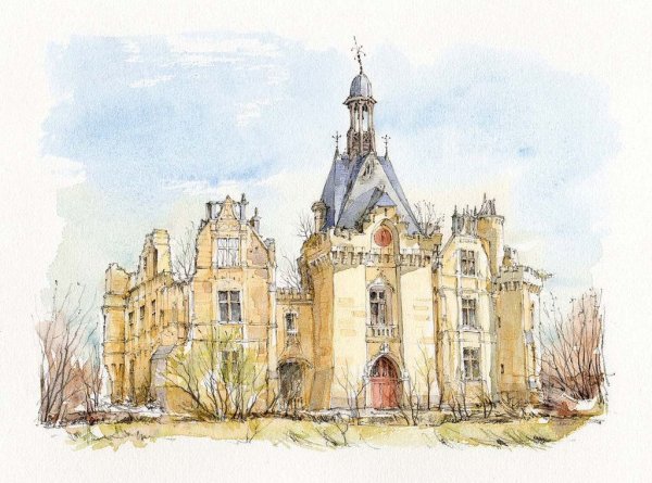 Замок акварелью