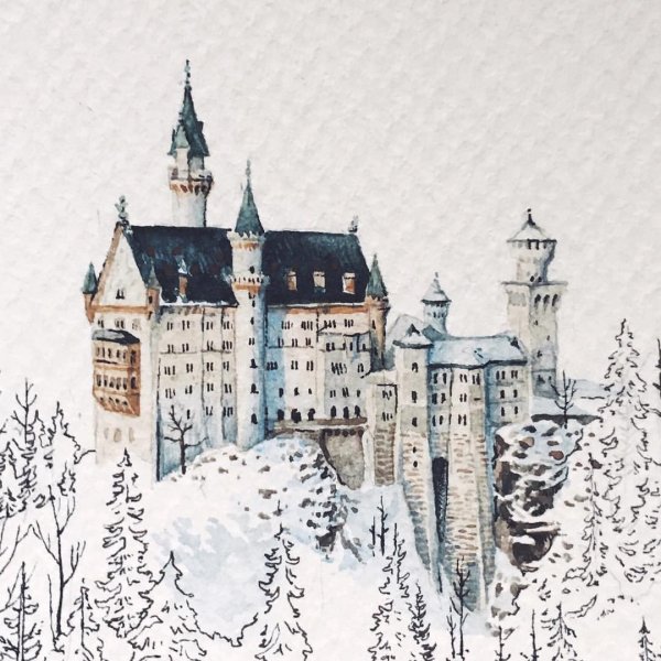 Замок Нойшванштайн скетч