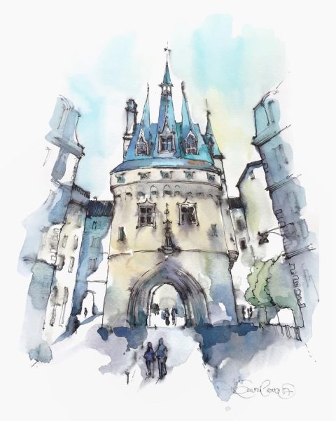 Крепость акварелью