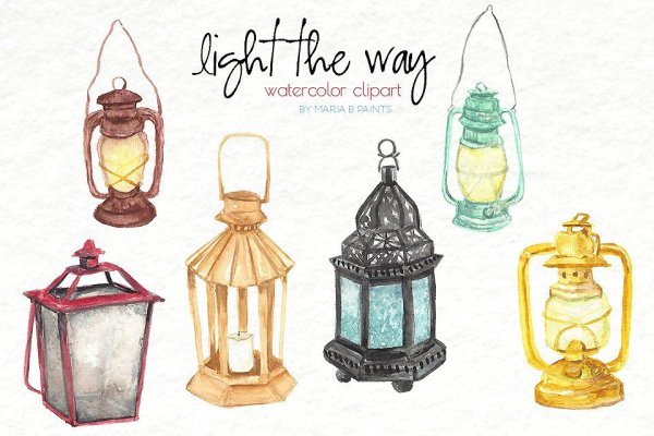 Керосиновая лампа акварелью