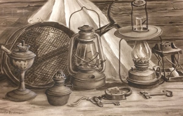 Натюрморт с керосиновой лампой