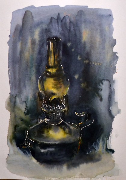 Картина с керосиновой лампой 19 век художник