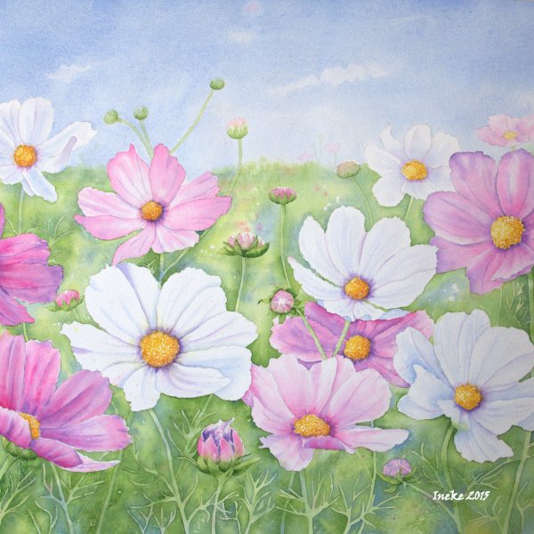 Нарисовать цветочную поляну