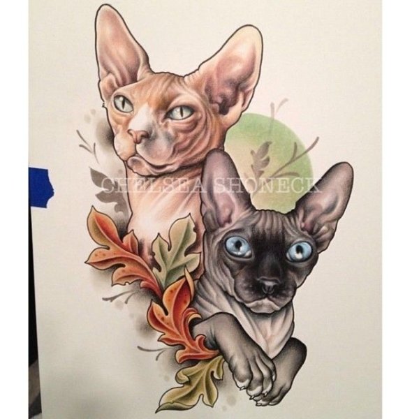 Графический сфинкс тату