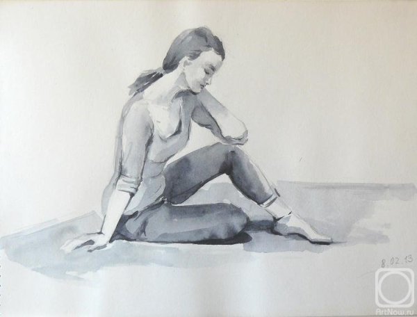 Этюд фигуры человека в технике гризайль