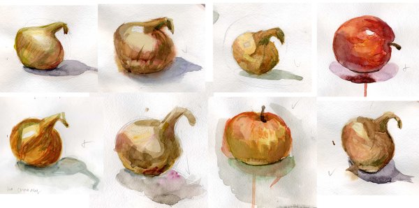 Этюды предметов быта акварелью