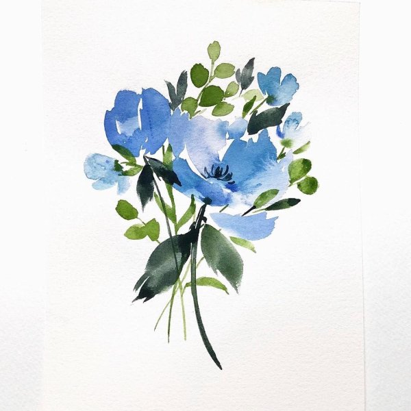 Акварельные цветы открытка