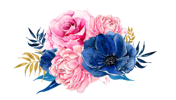 Голубые Акварельные цветы