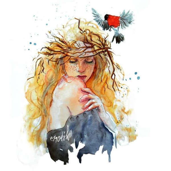 Девушка акварель