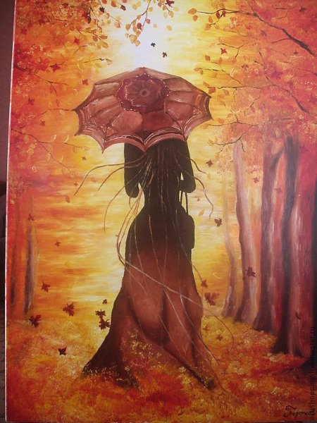 Девушка осень живопись