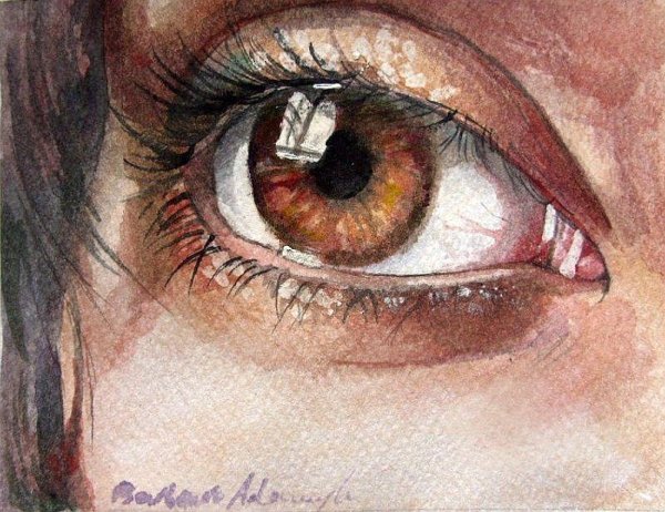 Коричневый глаз акварель