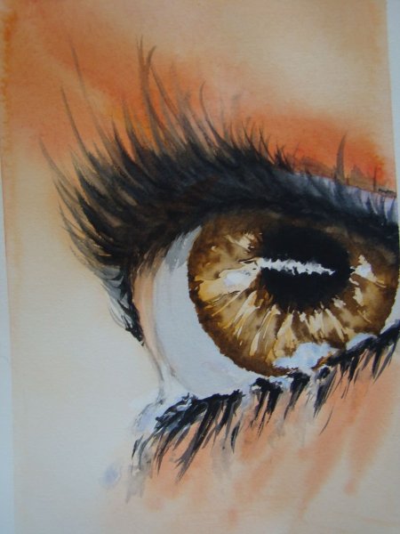 Карие глаза акварелью