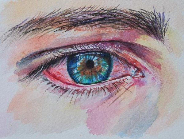 Мужские глаза акварелью