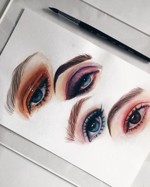 Карие глаза акварелью