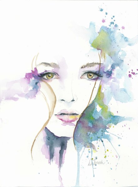 Абстрактный портрет акварелью