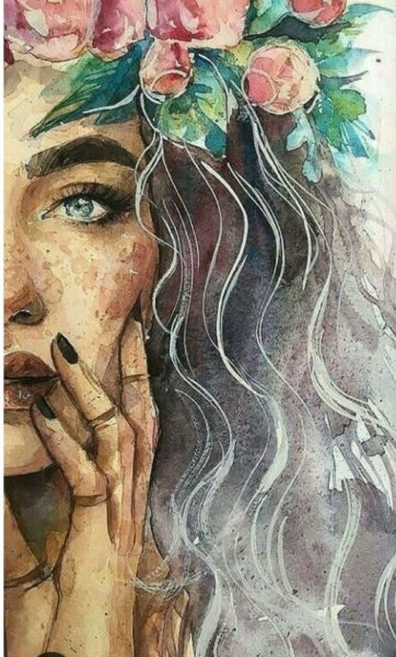 Женщина акварель