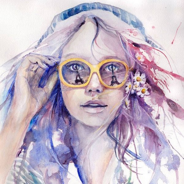 Девушки акварелью современные