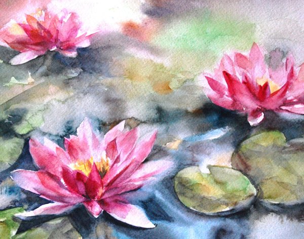 Лотос акварель