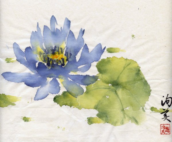 Лотос акварелью лессировка