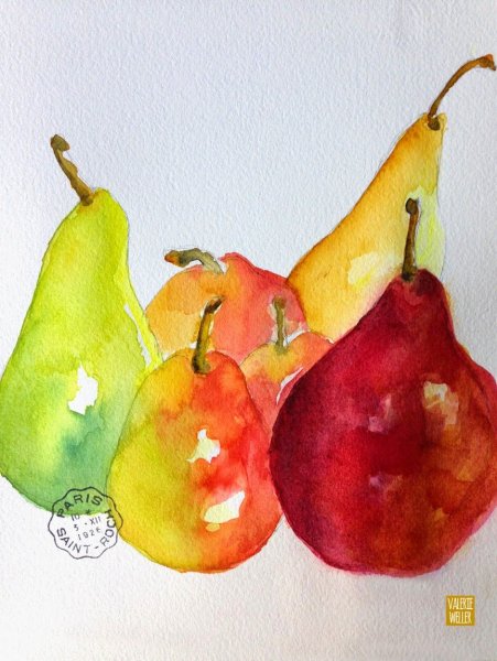 Рисование фруктов акварелью
