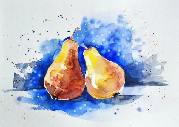 Рисование фруктов акварелью