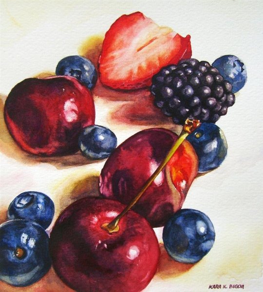 Фрукты гуашью