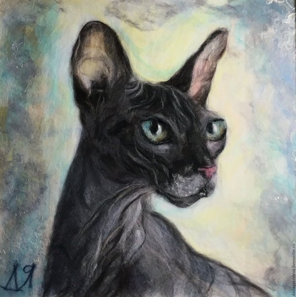 Кошка гуашью