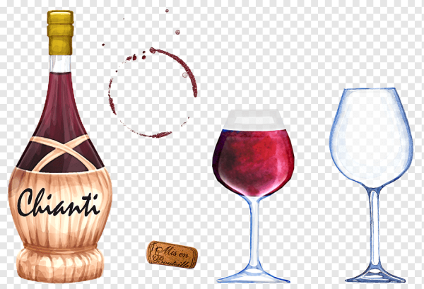 Бутылка вина акварелью